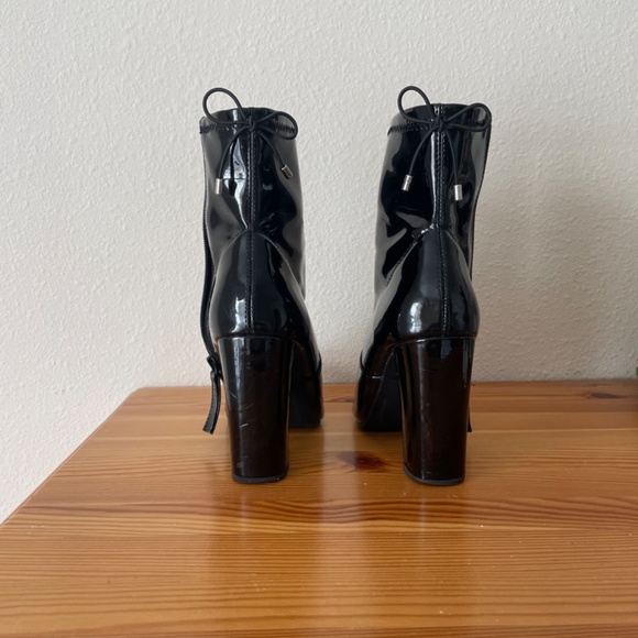 Black Patent Ankle Heel Boots - Picture 4 of 7
